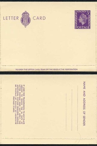 LCP20 3d Violet Post Office Letter Cream Card Scarce