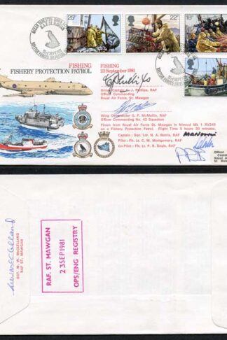 RFDC7 Fishing Signed by Captain. Pilot. Co-Pilot. C.J Phillips G.F McMellin