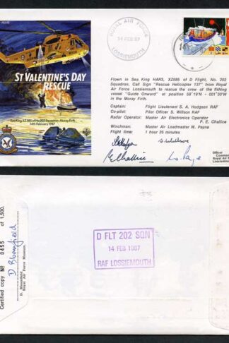 RD10 St Valentines Day Rescue Signed All Members of Sea King Crew 17p Stamp