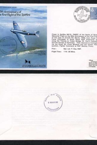 F1a 50th Ann of the First Flight of Spitfire Standard Cover