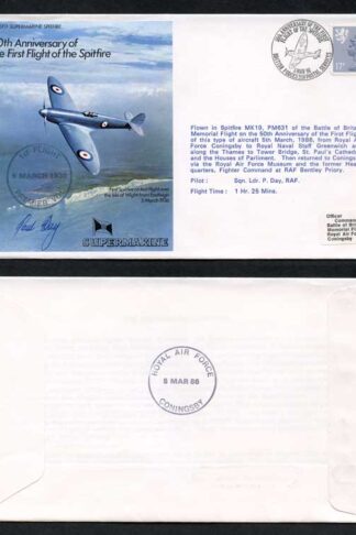 F1b 50th Ann of the First Flight of Spitfire Pilot Signed by P. Day