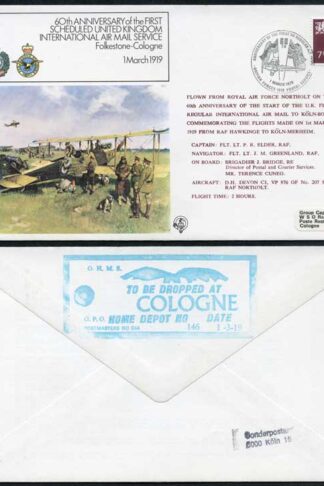 FF1-Aa 60th Ann 1st Scheduled UK International Air Mail Service Standard