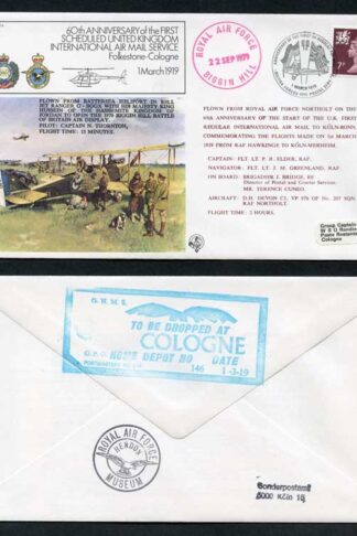 FF1-Aa 60th Ann of the 1st Scheduled UK Int Air Mail Service Standard
