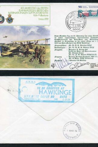 FF1-Bb Koln - Folkestone Pilot Signed