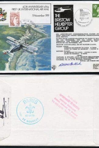 FF9c 60th Ann of the 1st UK Int Air Mail Signed by McIntosh
