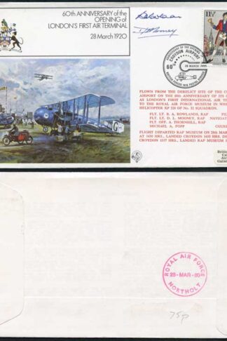 FF14b 60th Ann Opening of Londons 1st Air Terminal Signed by Pilot and Nav