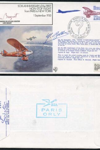 FF22c 1st Non-Stop Flight from Paris to NY Signed by M. Bellonte (B)