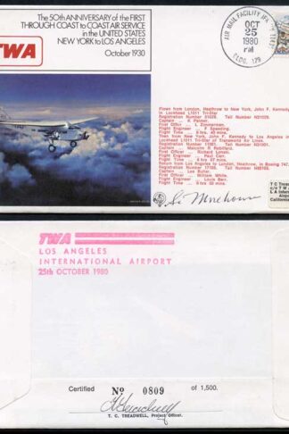 FF26c 1st Coast to Coast Air Service in the US. Signed by S. Morehouse