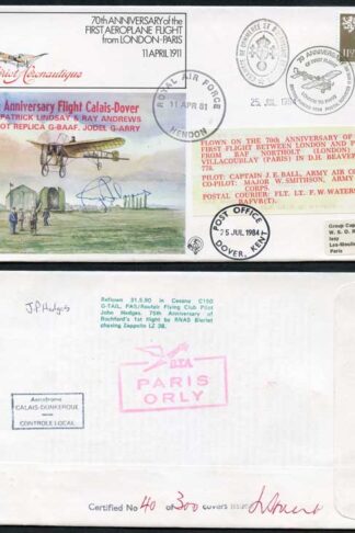 FF29 1st Aeroplane from London - Paris Signed by Ray Andrews