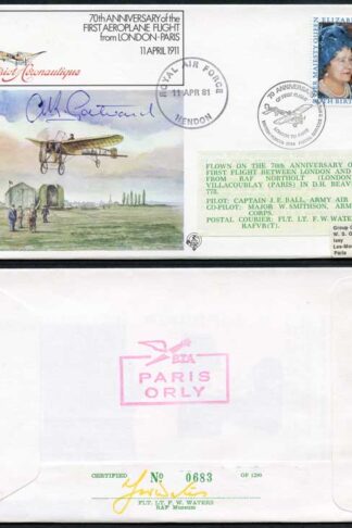 FF29c 70th Ann 1st Aeroplane Flight From London-Paris Signed by A.K. Gatward