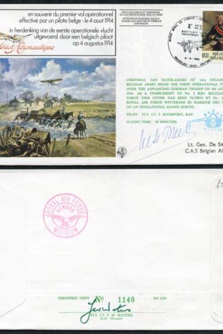 F32c 1st Effective Operational Sortie by a Belgian Pilot Signed by M. de Smet (