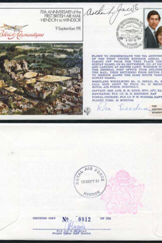 FF33c 1st British Air Mail - Hendon to Windsor Signed A. Jacob R. Freedman