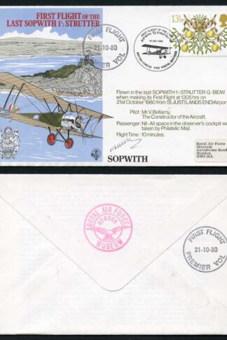 C83 First Flight of the Last Sopwith Strutter Signed by Mr V. Bellamy