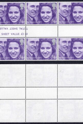SG941 3.5p Royal Wedding ERROR Miscut (showing inscription in gutter inverted)
