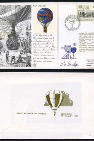AC22a 200th Ann of the First Flight by an Englishman Signed by D.D. Bridge