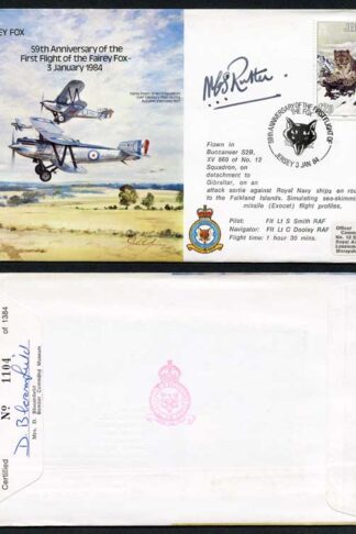 B15c 59th Ann 1st Flight of the Fairey Fox Signed by N.C.S. Rutter (R)