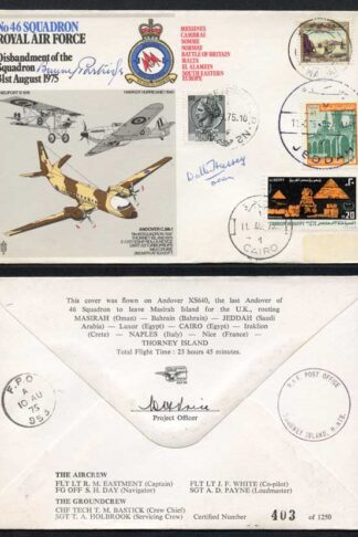 RAF36c No.46 Squadron Disbandment of the Squadron Signed by Pilot and Dean (C)