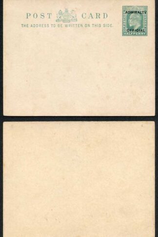 CO6 KEVII 1/2d Post Card With ADMIRALTY OFFICIAL Overprint Mint