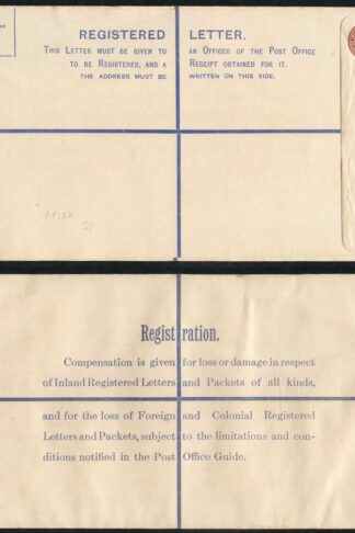 RP28 KGV 3d Brown Registered Envelope JF under the Flap Size K MINT