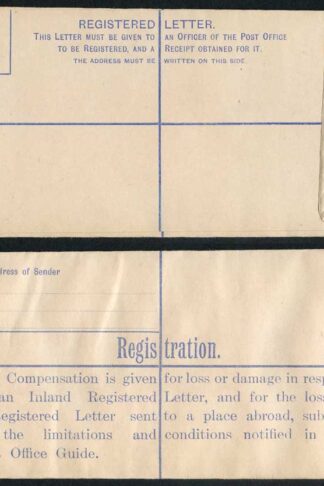 RP47 KGV 4 1/2d Puce Registered Foramt type 12 Size H2 mint
