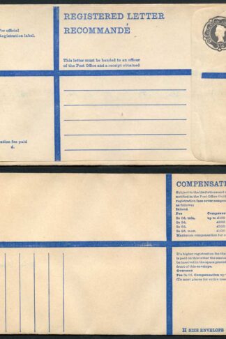 RP88 1/3p Grey Registered Envelope Size H mint