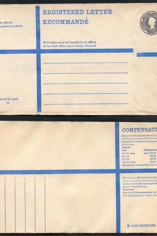 RP88 1/3p Grey Registered Envelope Size H mint