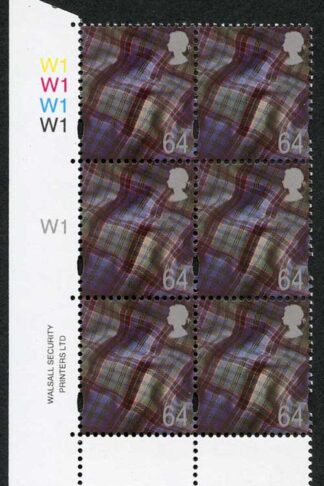 S-WONP64A Scotland Walsall 68p Cyl W1 block of 6