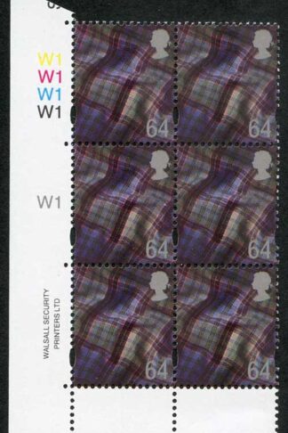 S-WONP64A Scotland Walsall 68p Cyl W1 block of 6
