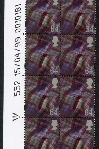S-WONP64A Scotland Walsall 64p Warrant Block of 8 Dated 15/04/99