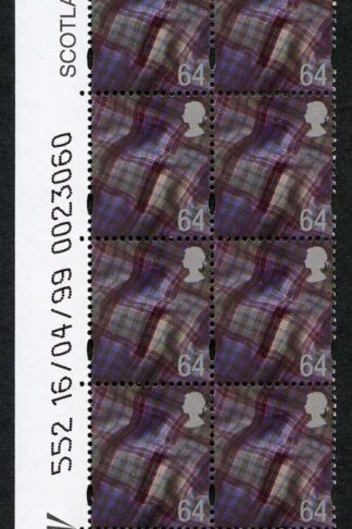 S-WONP64A Scotland Walsall 64p Warrant Block of 8 Dated 16/04/99