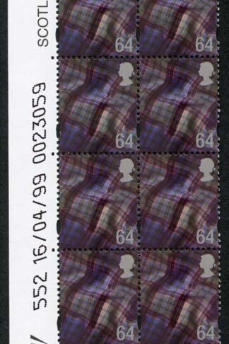 S-WONP64A Scotland Walsall 64p Warrant Block of 8 Dated 16/04/99