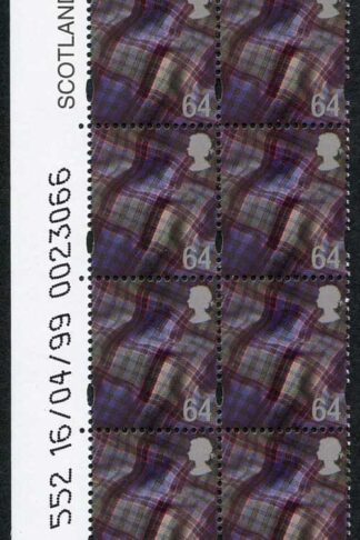 S-WONP64A Scotland Walsall 64p Warrant Block of 8 Dated 16/04/99
