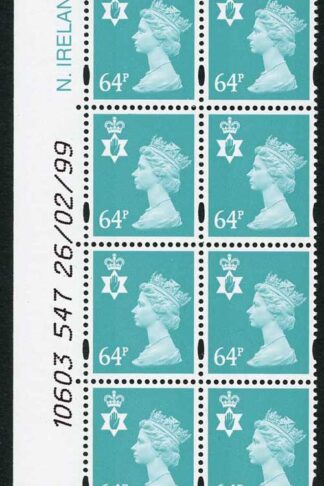 N-WON64A 64p Sea Green N. Ireland 2B Walsall Warrant 547 26/02/99 U/M