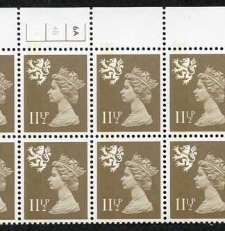 S-JFP11.5A 11.5p Mushroom Scotland Waddington LB Cyl 6A/4B No Dot FCP/PVA