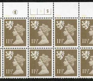 S-JFP11.5A 11.5p Mushroom LB Scotland Waddington LB FCP/PVA 6A/4B No Dot U/M