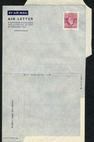 AP1c 6d Purple Airmail Lettersheet Grey-bluish grey paper Mint