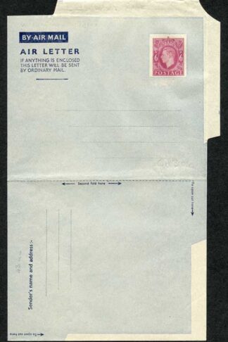 AP1c 6d Purple Airmail Lettersheet Grey-bluish grey paper Mint