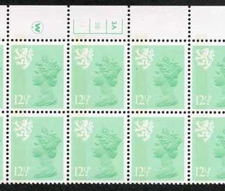 S-JFP12.5A 12.5p Light Emerald Scotland Waddington LB FCP/PVA 3A/3B Dot U/M