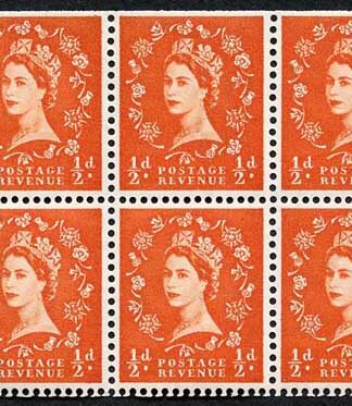 SB4 1/2d Wmk Edward Upright Cyl E4T Dot Top Perf I Booklet Pane of 6 U/M