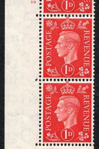KGVI 1d Dark Colour Control F39 Cylinder 39 (E/I) no dot M/M Scarce