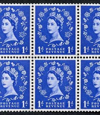 SB41 1d Wmk Crowns Cream Paper with Blue Bands Cyl 10T Dot U/M