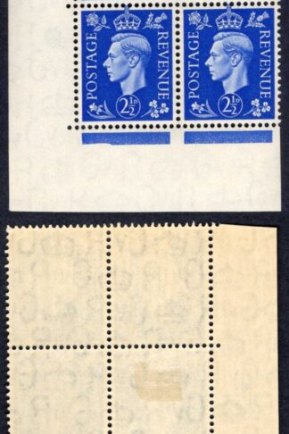 KGVI 2 1/2d Ultramarine Control G40 Cylinder 3 no dot M/M Scarce