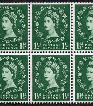 SB62 1 1/2d Wmk Edward Upright Cyl G7 No Dot Booklet Pane of 6 U/M