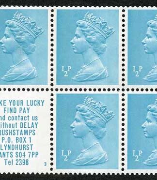 1/2p DP13 Rushstamps Booklet pane Perf AP2 Good Perfs U/M