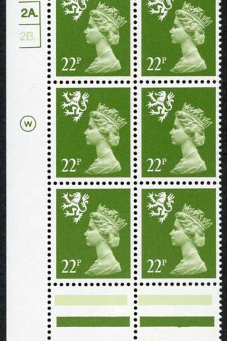 S-JAD22B 22p Yellow Green Scotland Waddington ACP/PVAD Cyl 2A/2B Dot U/M
