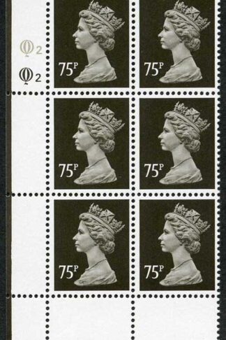 SQFP75C 75p Brownish Grey and Black Questa Q2/Q2 Lower Left Perf P U/M