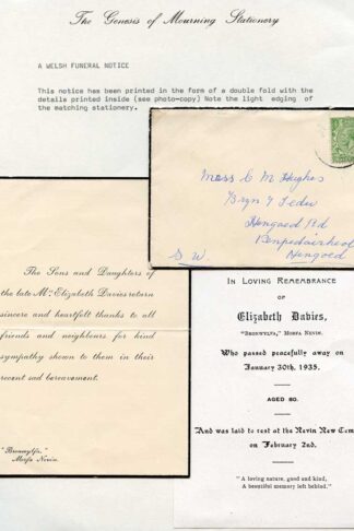 1935 Printed Welsh Funeral Notice