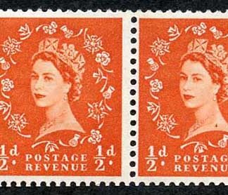 SB3 1/2d Wmk Tudor Perf Type E Booklet Pane of 2 with Part Arrow U/M