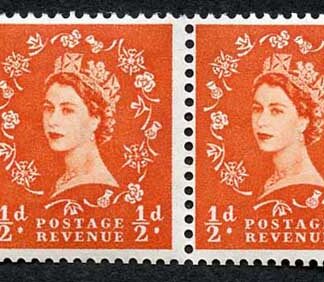 SB6 1/2d Wmk Edward Perf Type E (1/2 v) Part Arrow Booklet Pane of 2 U/M