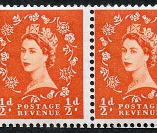 SB6 1/2d Wmk Edward Perf Type E (1/2 v) Part Arrow Booklet Pane of 2 U/M